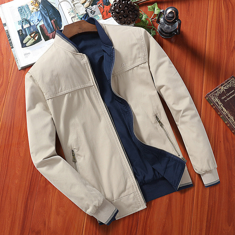 Two-in-one Men's Two-sided Slim-fit Casual Business Jacket (Navy + 1 )