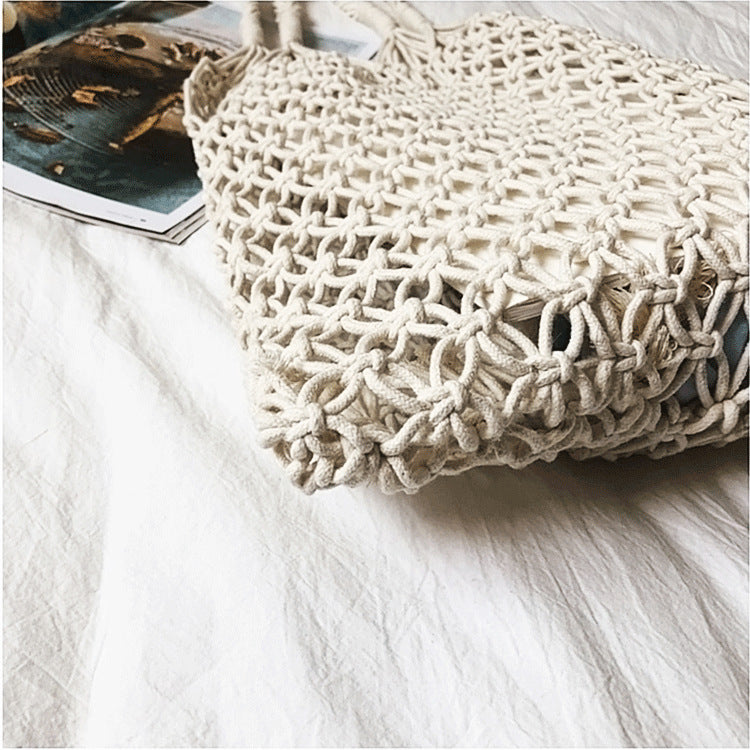 French Marche Bohemia Style Natural Cotton And Linen Shoulder Bag