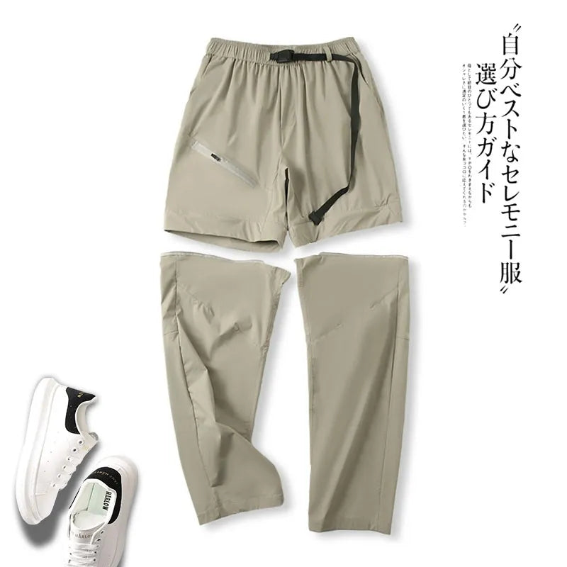 Two-in-one Quick-drying Men's Dual-purpose Travel Shorts and Long Pants in One