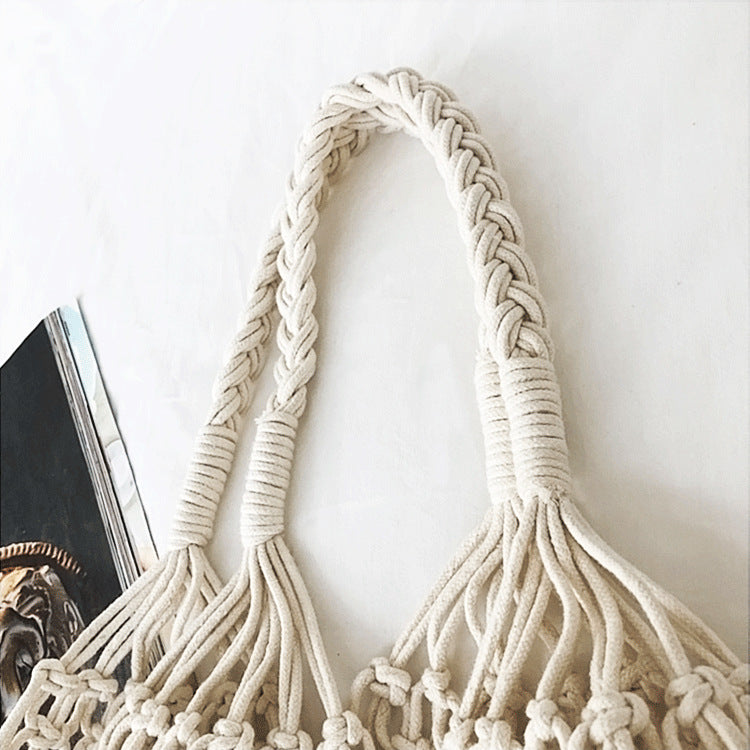 French Marche Bohemia Style Natural Cotton And Linen Shoulder Bag