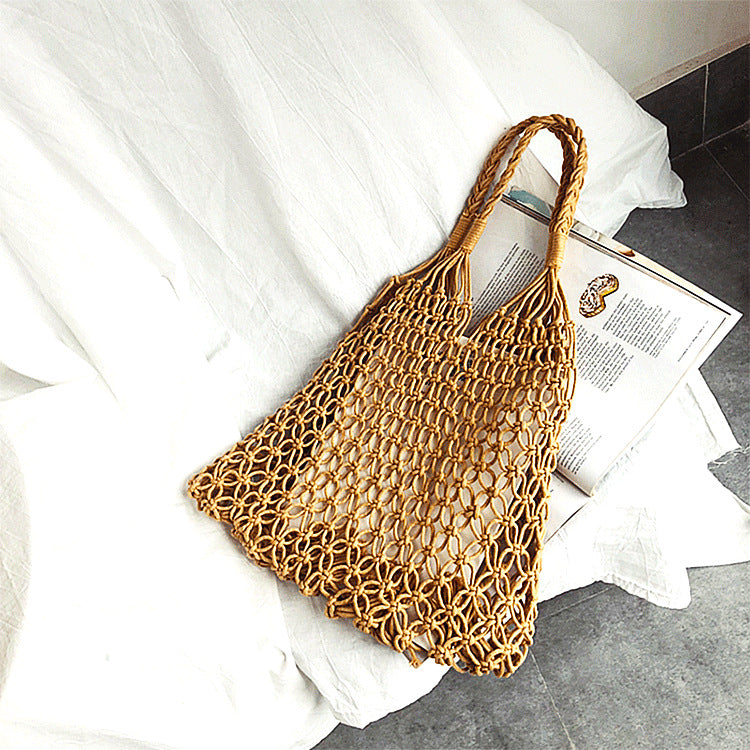 French Marche Bohemia Style Natural Cotton And Linen Shoulder Bag